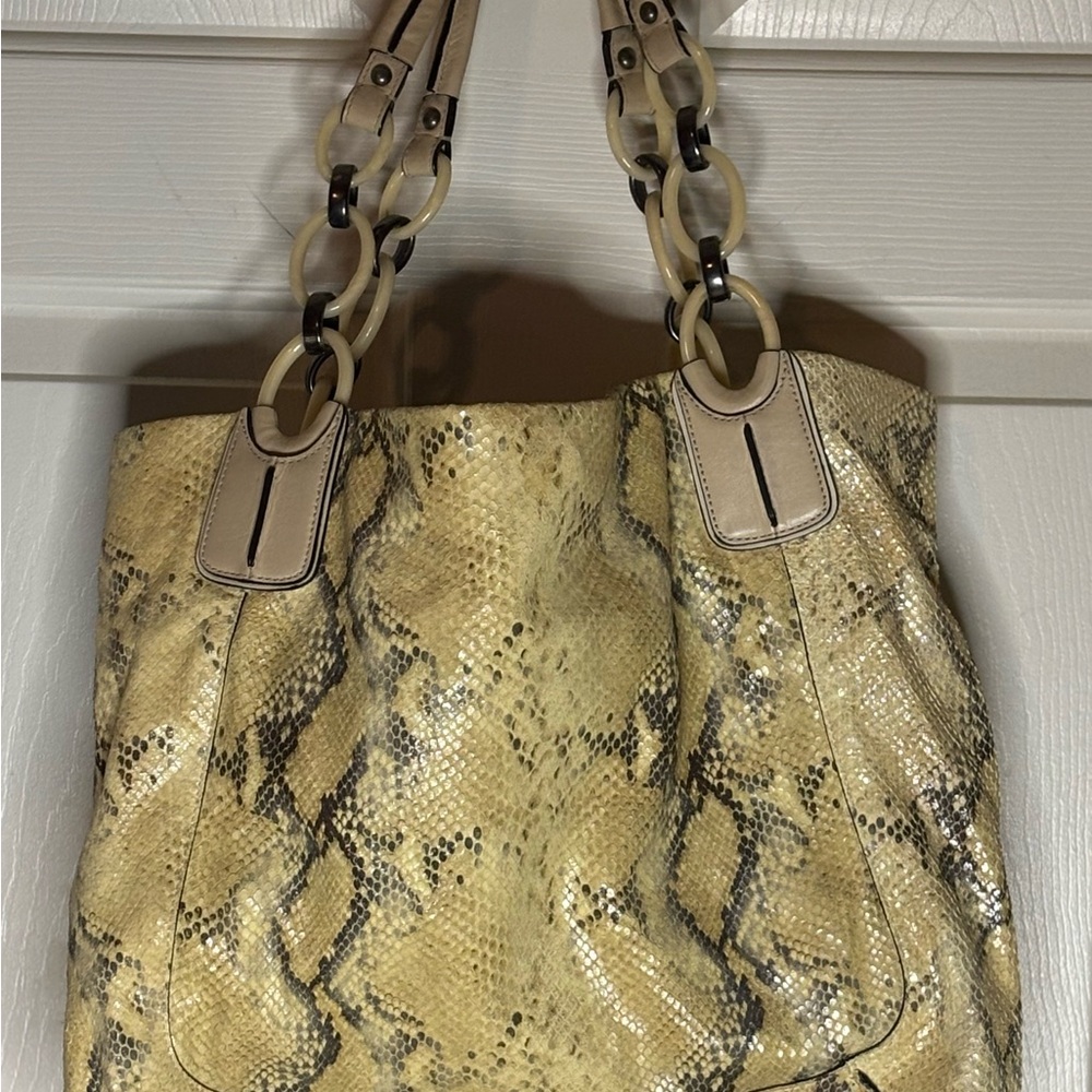 Coach Vintage “Kristen” Python Embossed Leather Tote Bag 16797 Pre-Owned - Picture 2 of 12
